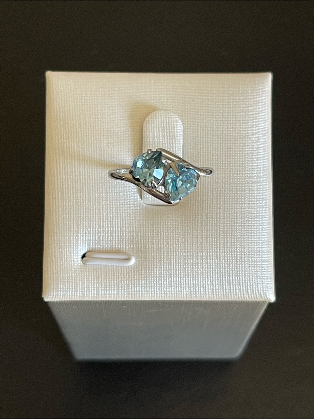 Sterling Silver Twin Blue rhinestone Ring.